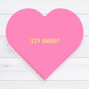 Girl Hot Pink und Yellow Name Heart Notebook Notizbuch