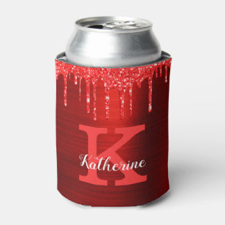 Girl Hot Ruby Red Glitzer Tropfen Monogram Name Dosenkühler