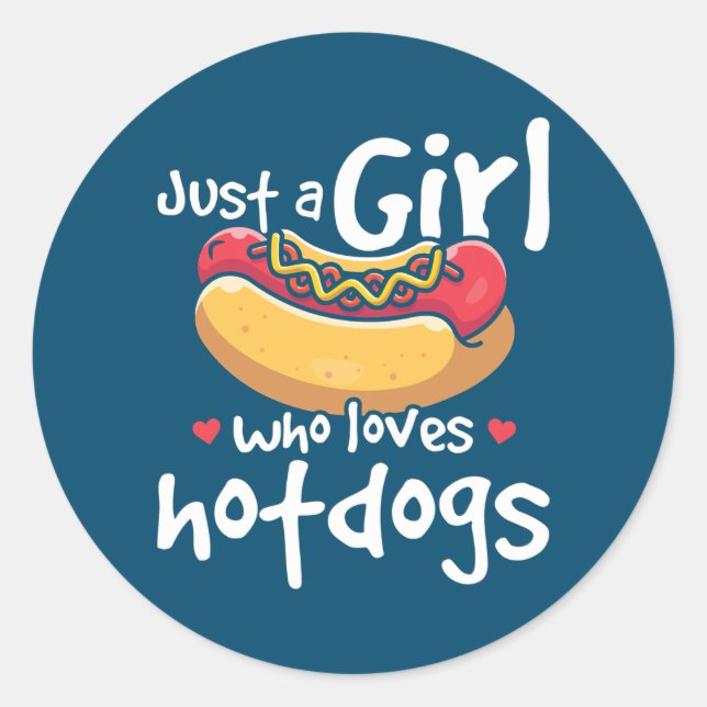 Girl Hotdog Lover Fast Food Runder Aufkleber (Vorderseite)