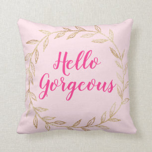 Girl Hübsch Blush Pink Hallo Gorgeous Goldener Kra Kissen