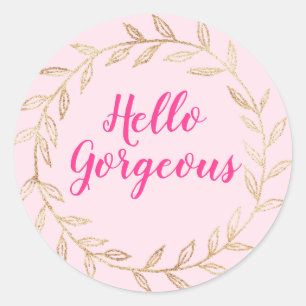 Girl Hübsch Blush Pink Hallo Großartiger Goldschre Runder Aufkleber