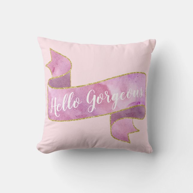 Girl Hübsch Blush Pink Hallo wunderschöne goldene  Kissen (Vorderseite)