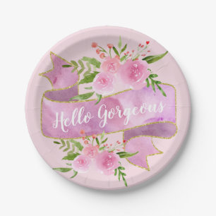 Girl Hübsch Blush Rosa Hallo Gaumen Gold Pappteller