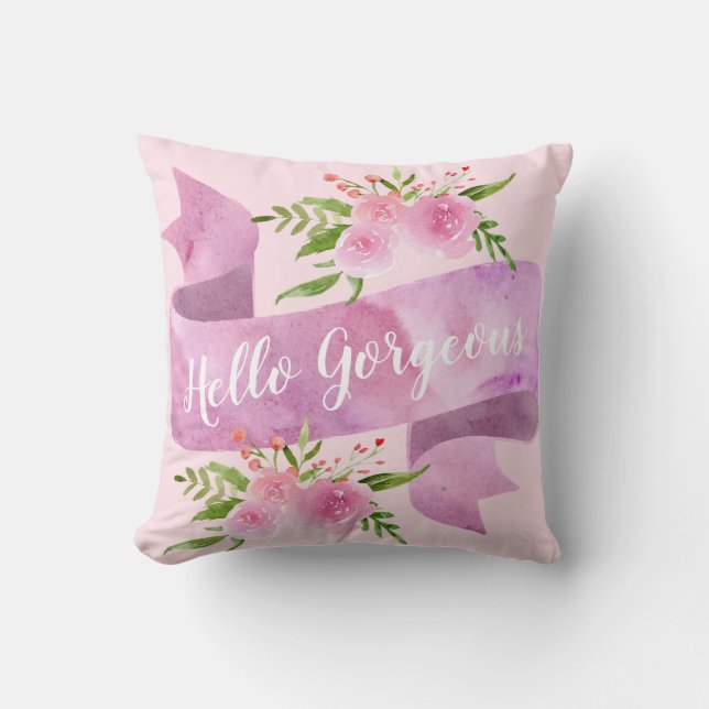 Girl Hübsch Chic Floral Blush Pink Hallo wundersch Kissen (Vorderseite)