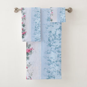Girl Hütte Chic Pink und Blue Rose Badhandtuch Set
