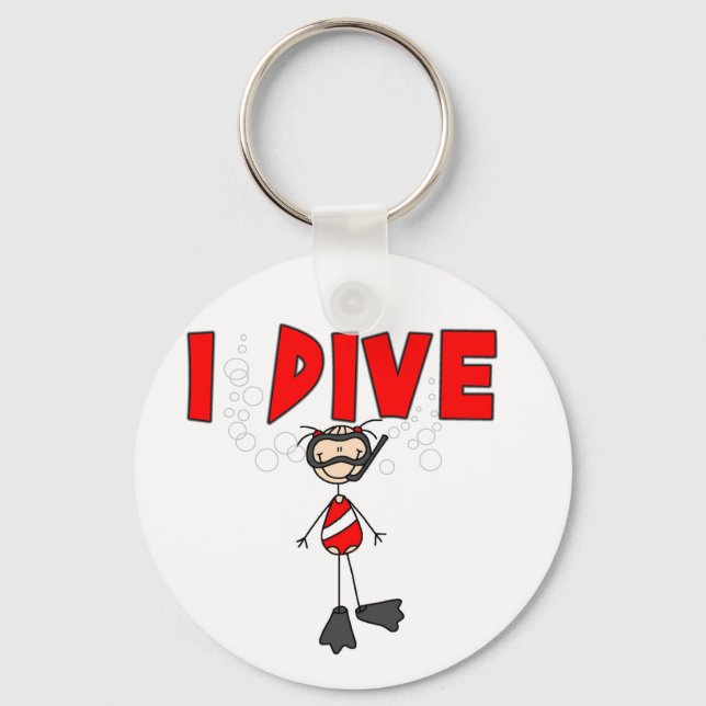 Girl I Dive T - Shirt und Geschenke Schlüsselanhänger (Vorderseite)