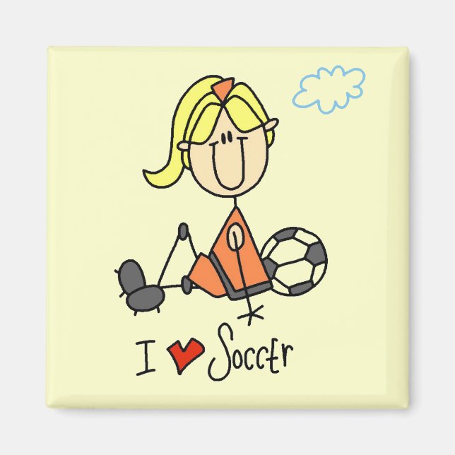 Girl I Liebe Fußball T - Shirt und Geschenke Magnet (Vorne)
