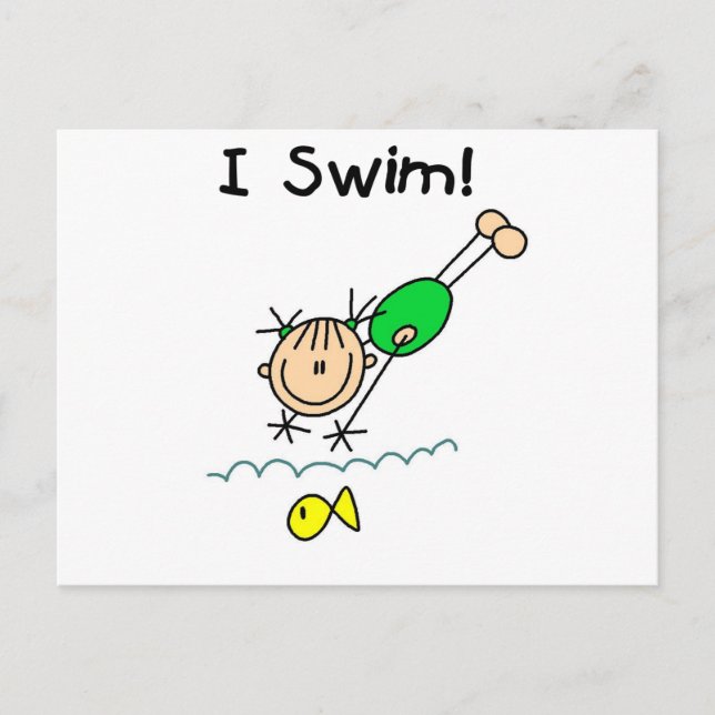 Girl I Swim T - Shirt und Geschenke Postkarte (Vorderseite)