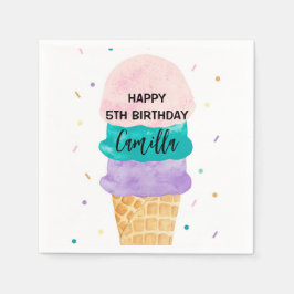 Girl Ice Creme Cone Party Einladung Serviette