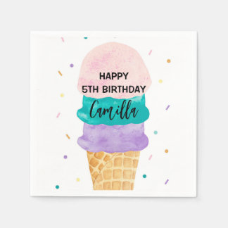 Girl Ice Creme Cone Party Einladung Serviette