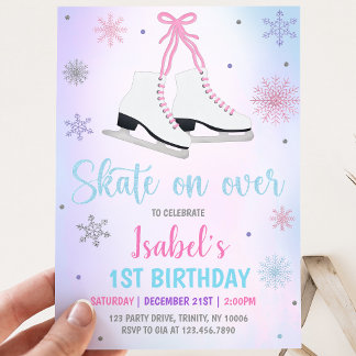 Girl Ice Skaten zum Geburtstag Einladung