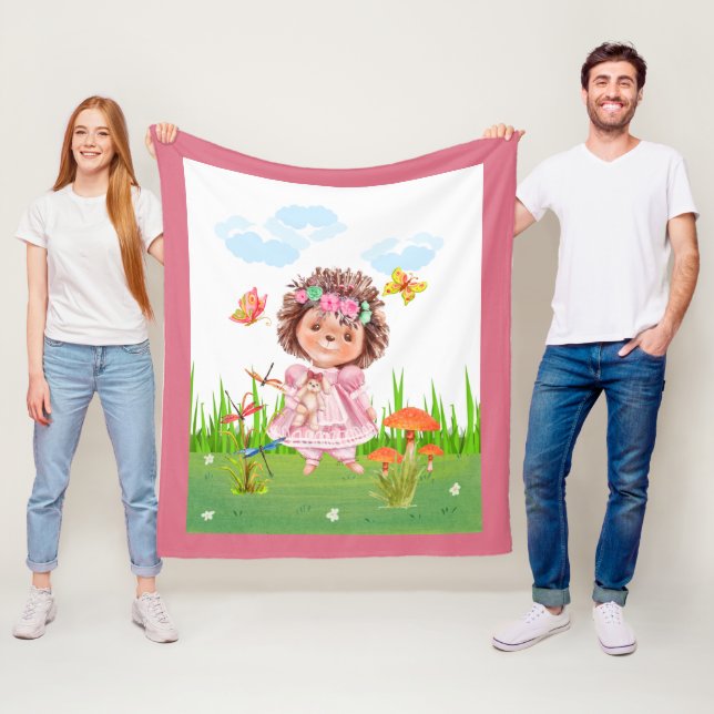 Girl-Igel im Garten Fleecedecke (Beispiel)