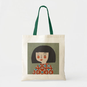 Girl-Illustration Tragetasche