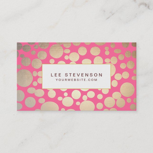 Girl-Imitate Gold Leaf Circles Pink Visitenkarte (Vorderseite)