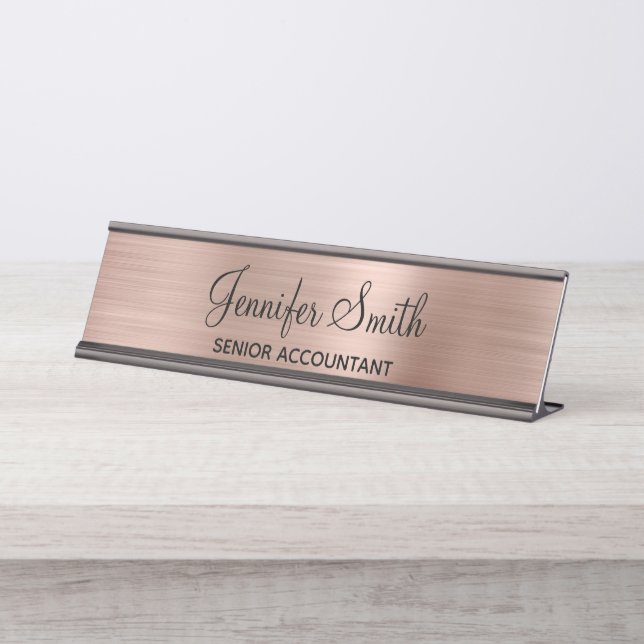 Girl-Imitate Rose Gold Foil Schreibtischnamensplakette (Vorderseite )