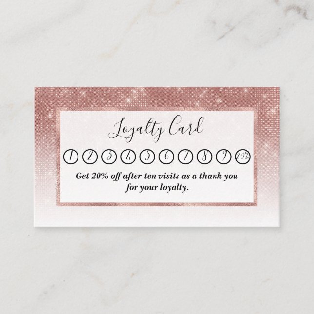 Girl Imitats Rose Gold Sequin Glitzer White Ombre Treuekarte (Vorderseite)