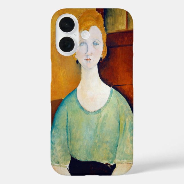 Girl in a Green Blouse, Modigliani iPhone 16 Hülle (Rückseite)