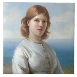 Girl in a White Silk Dress for Holy Communion Fliese