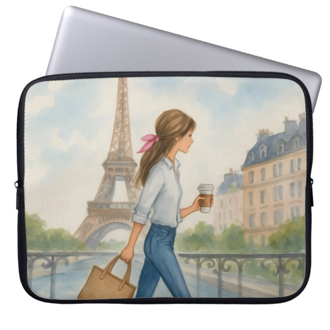 Girl in Paris Laptopschutzhülle (Vorderseite)