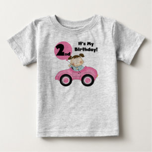 Girl in Pink Car 2nd Birthday Tshirts et cadeaux