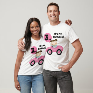 Girl in Pink Car 3e Anniversaire Tshirts et cadeau