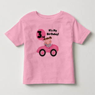 Girl in Pink Car 3e Anniversaire Tshirts et cadeau