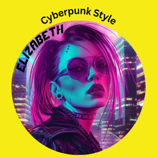 Girl in the city style cyberpunk