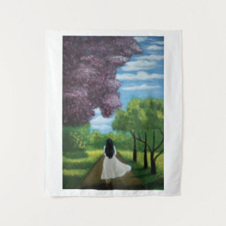 Girl in White Dress Wandteppich