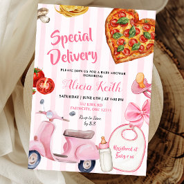 Girl italian baby shower pizza special delivery einladung