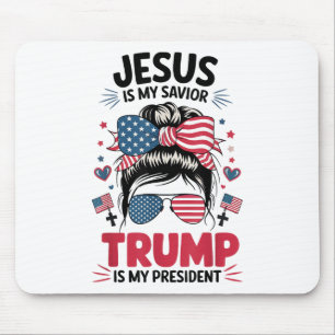 Girl Jesus My Retter Trump Präsident Christlich Wo Mousepad