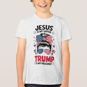 Girl Jesus My Retter Trump Präsident Christlich Wo Tri-Blend Shirt