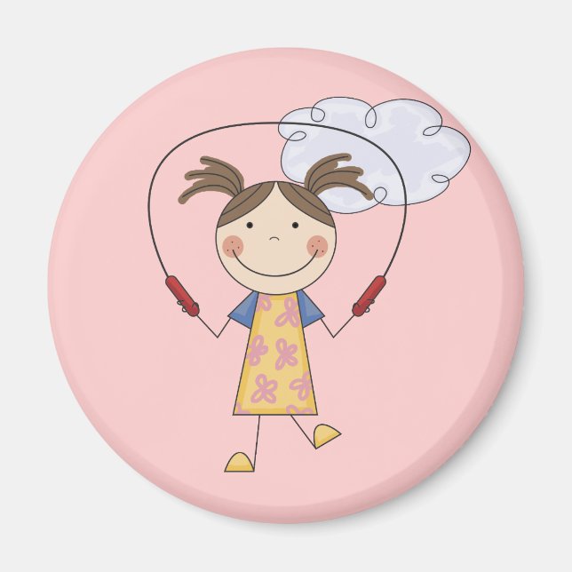 Girl Jumping Rope T - Shirt und Geschenke Magnet (Vorne)