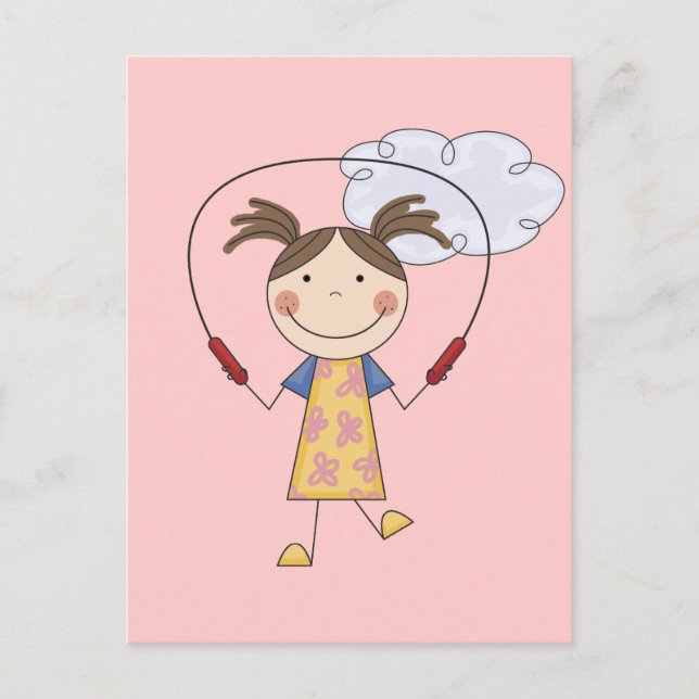 Girl Jumping Rope T - Shirt und Geschenke Postkarte (Vorderseite)