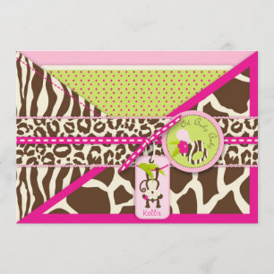 Girl-Jungle-Affe-Safari-Babydusche Einladung