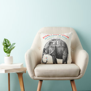Girl Kinderzimmer Baby Birth Stat Elephant Arrows Kissen