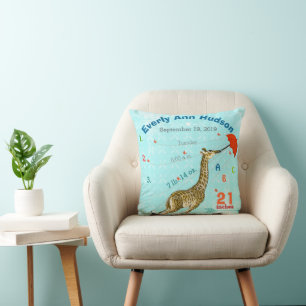 Girl Kinderzimmer Baby Birth Stat Giraffe Arrow Mu Kissen