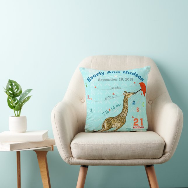 Girl Kinderzimmer Baby Birth Stat Giraffe Arrow Mu Kissen (Stuhl )