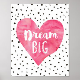 Girl-Kinderzimmer-Dekoration Wasserfarbe Rosa Herz Poster