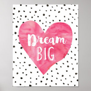 Girl-Kinderzimmer-Dekoration Wasserfarbe Rosa Herz Poster