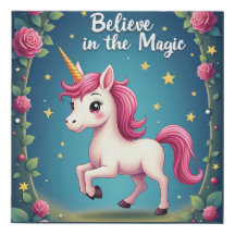Girl Kinderzimmer Set: Einhorn Wall Art