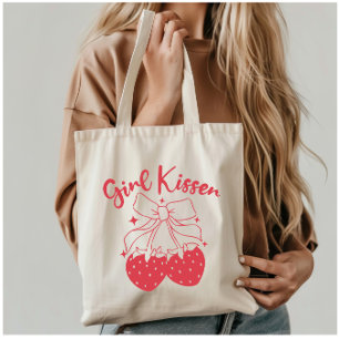 Girl Kisser-Niedlich Strawberry Coquette Lesbian P Tragetasche