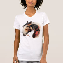 Girl Kissing Horse Indian Native