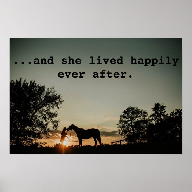 Girl Kissing Horse lebte sie glücklich immer nach Poster (Vorne)