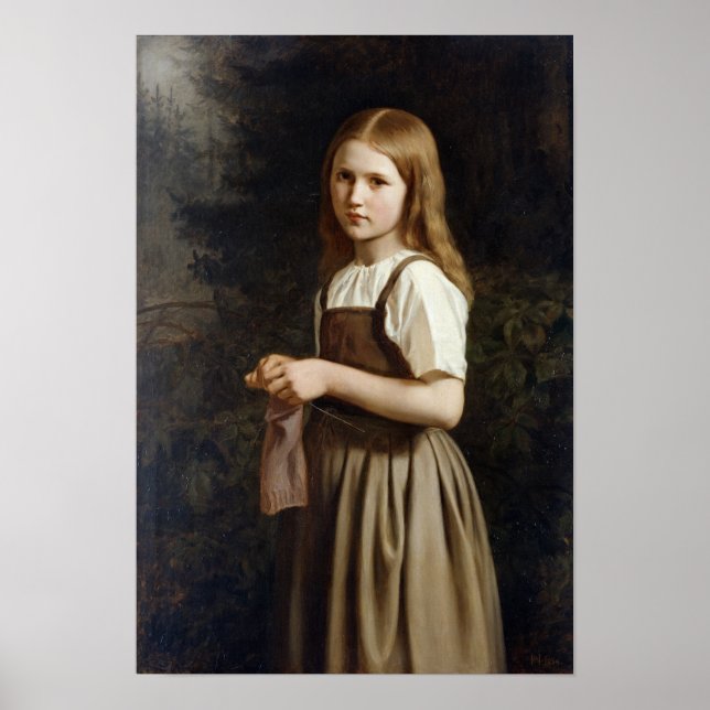 Girl Knitting, 1854 Poster (Vorne)