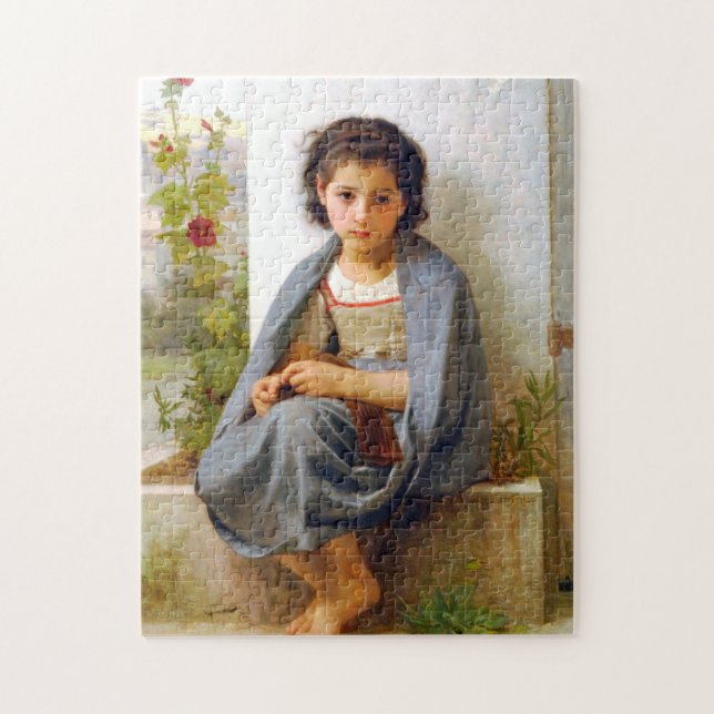 Girl Knitting, Bouguereau (Vertikal)