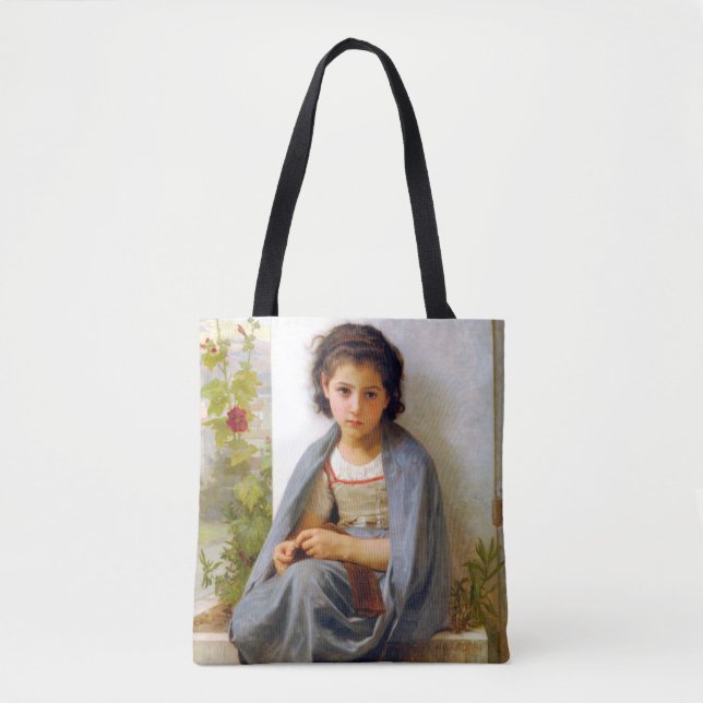 Girl Knitting, Bouguereau Tasche (Vorderseite)