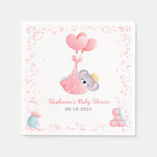 Girl Koala Bear Pink Babydusche Serviette