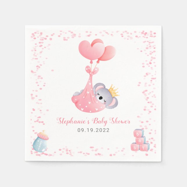 Girl Koala Bear Pink Babydusche Serviette (Vorderseite)