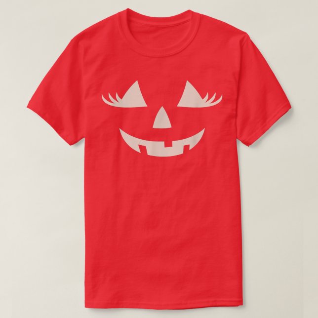 Girl Kürbislaterne Face Eyelashes Pumpkin Hallowe T-Shirt (Design vorne)
