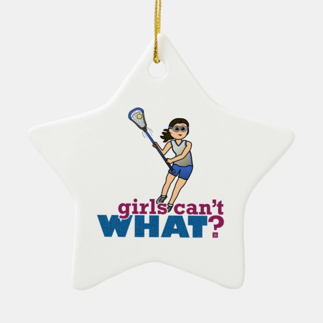 Girl Lacrosse Player in Blue Keramikornament (Vorne)